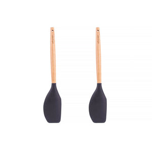 2pcs Beechwood & silicone spatula charcoal