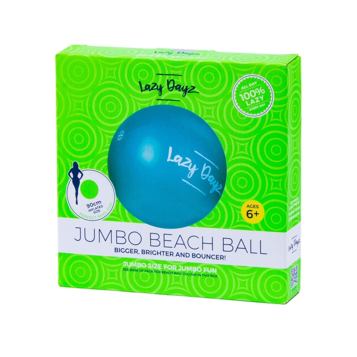 90cm Lazy Dayz Inflatable Jumbo Beach Ball - Teal - Factory Direct Shop