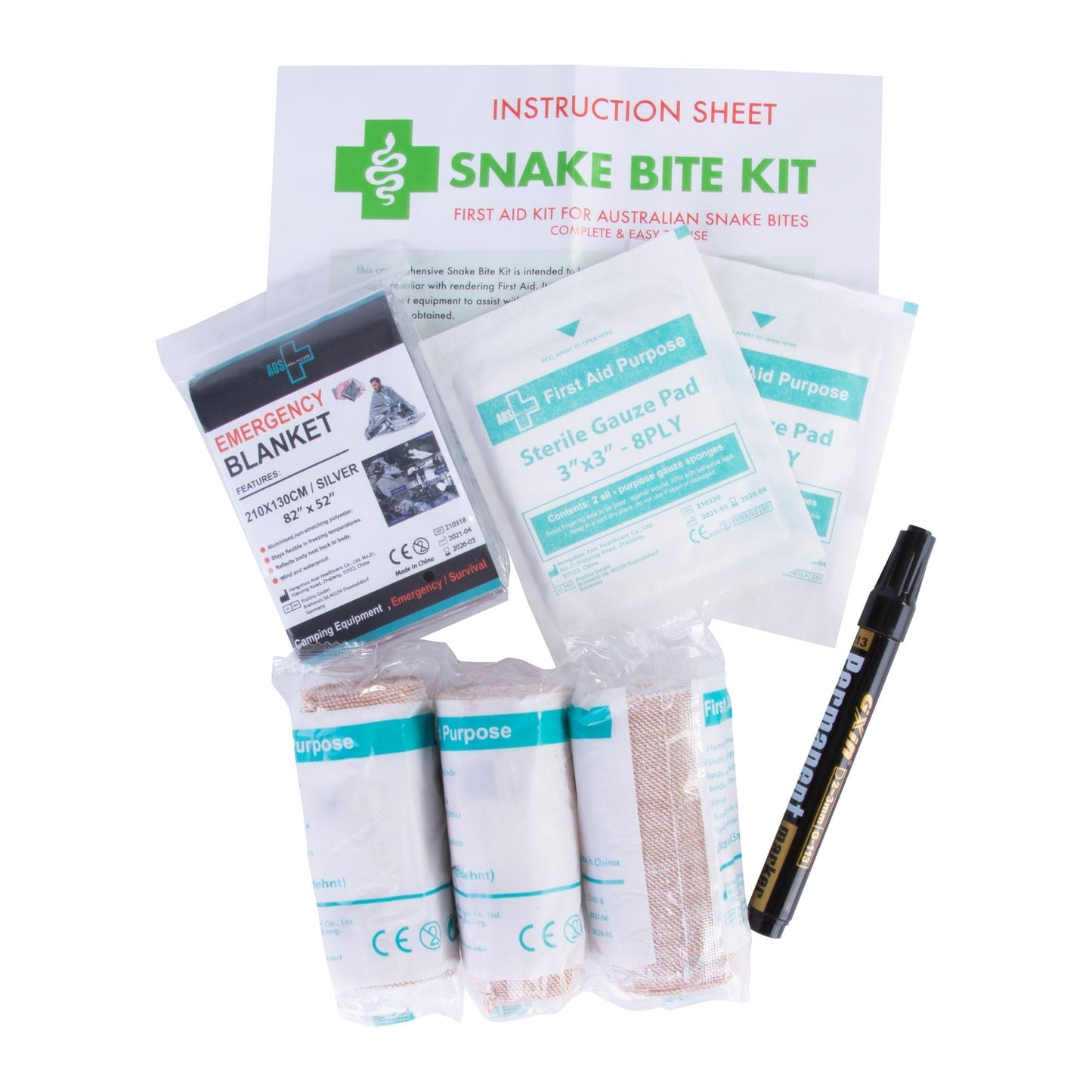 Snake Bite First Aid Kit- 1x 9 Piece
