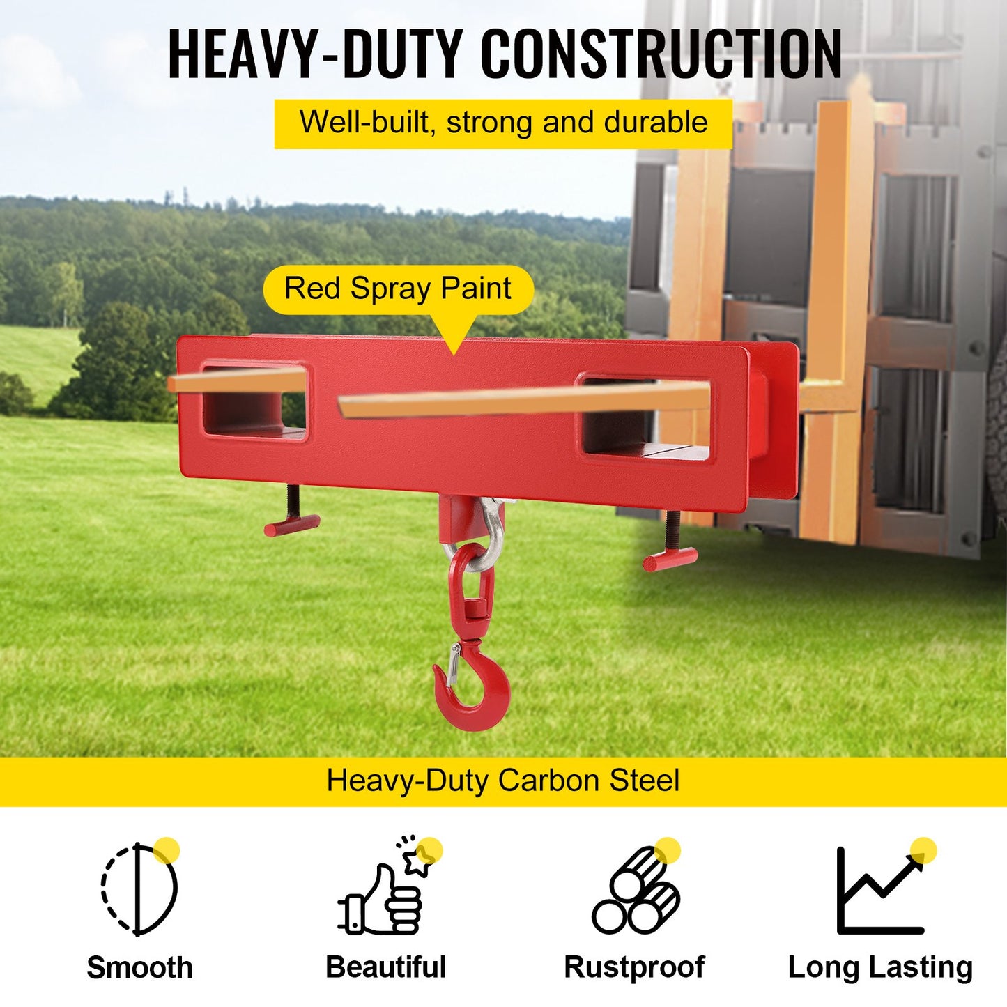 Forklift Lifting Hook 6000 LBS Capacity Forklift Lifting Hoist Swivel Hook Mobile Crane Forklift Attachments