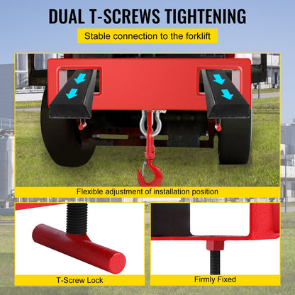 Forklift Lifting Hook 6000 LBS Capacity Forklift Lifting Hoist Swivel Hook Mobile Crane Forklift Attachments