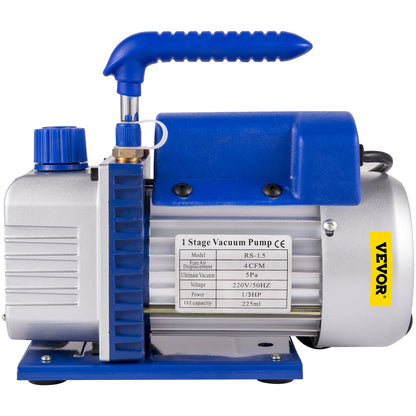 4CFM 1/4HP Rotary Vane Vacuum Pump + R134AManifold Gauge Tester Charging +Hose