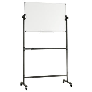 91.5x61cm Rolling Magnetic Whiteboard, Double-sided Mobile Whiteboard, Adjustable Height Dry Erase Board with Wheels, 1 Magnetic Erase & 3 Dry Erase Markers & Movable Tray Office, School