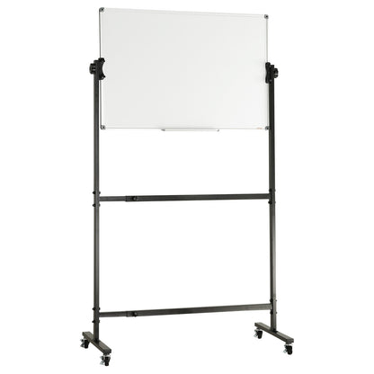 91.5x61cm Rolling Magnetic Whiteboard, Double-sided Mobile Whiteboard, Adjustable Height Dry Erase Board with Wheels, 1 Magnetic Erase & 3 Dry Erase Markers & Movable Tray Office, School