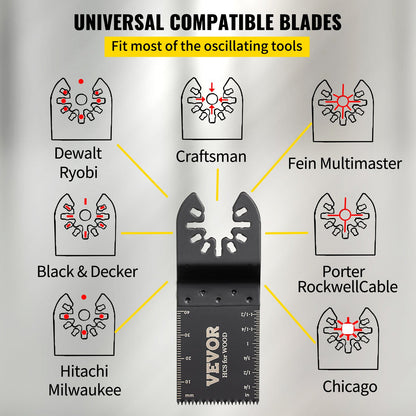 100PCS Oscillating Saw Blades, Quick Release Multitool Blades Kit, HCS Tool Blades for Wood Plastic, Compatible with Dewalt Dremel Fein Worx Bosch Makita Milwaukee