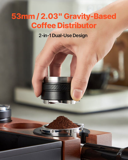 53mm Coffee Distributor 2-in-1 Adjustable Espresso Distributor for Home