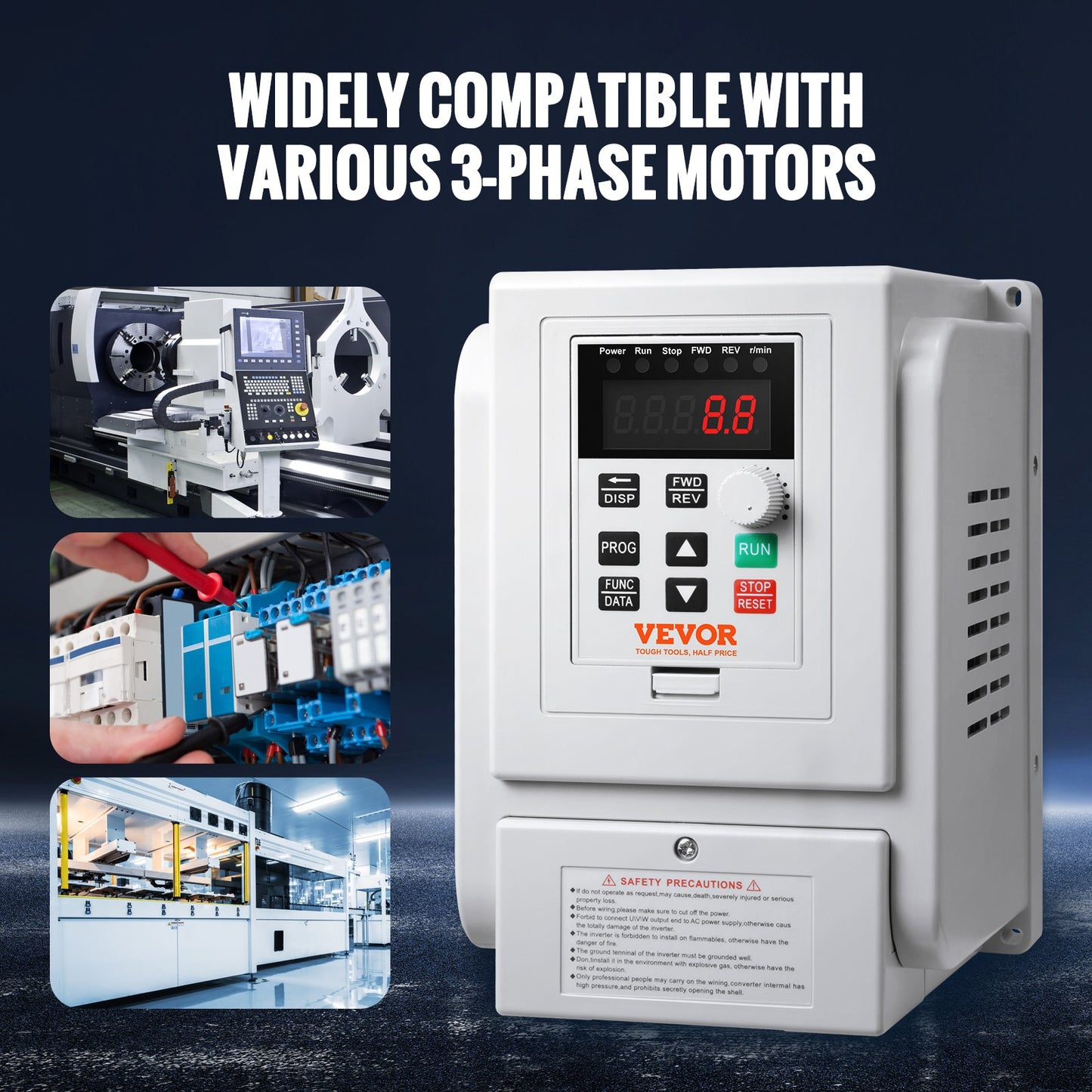 VFD 2.2KW 10A 3HP Variable Frequency Drive for 3-Phase Motor Speed Control