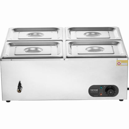 Commercial Electric Food Warmer Countertop Buffet 4*12 Qt Pan Bain Marie