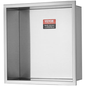 33.02 x 33.02 cm No Tile Shower Niche 304 Stainless Steel, Wall-Inserted Niche Recessed Double Shelves, Sealed Waterproof Rust-Resistant Modern Niche for Shower Bathroom Soap Storage, Silver