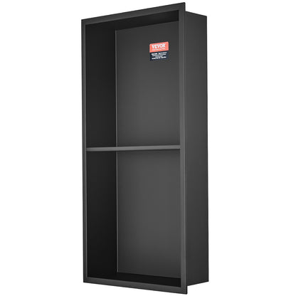 33.02 x 63.5 cm No Tile Shower Niche 304 Stainless Steel, Wall-Inserted Niche Recessed Double Shelves, Sealed Waterproof Rust-Resistant Modern Niche for Shower or Soap Storage Bathroom