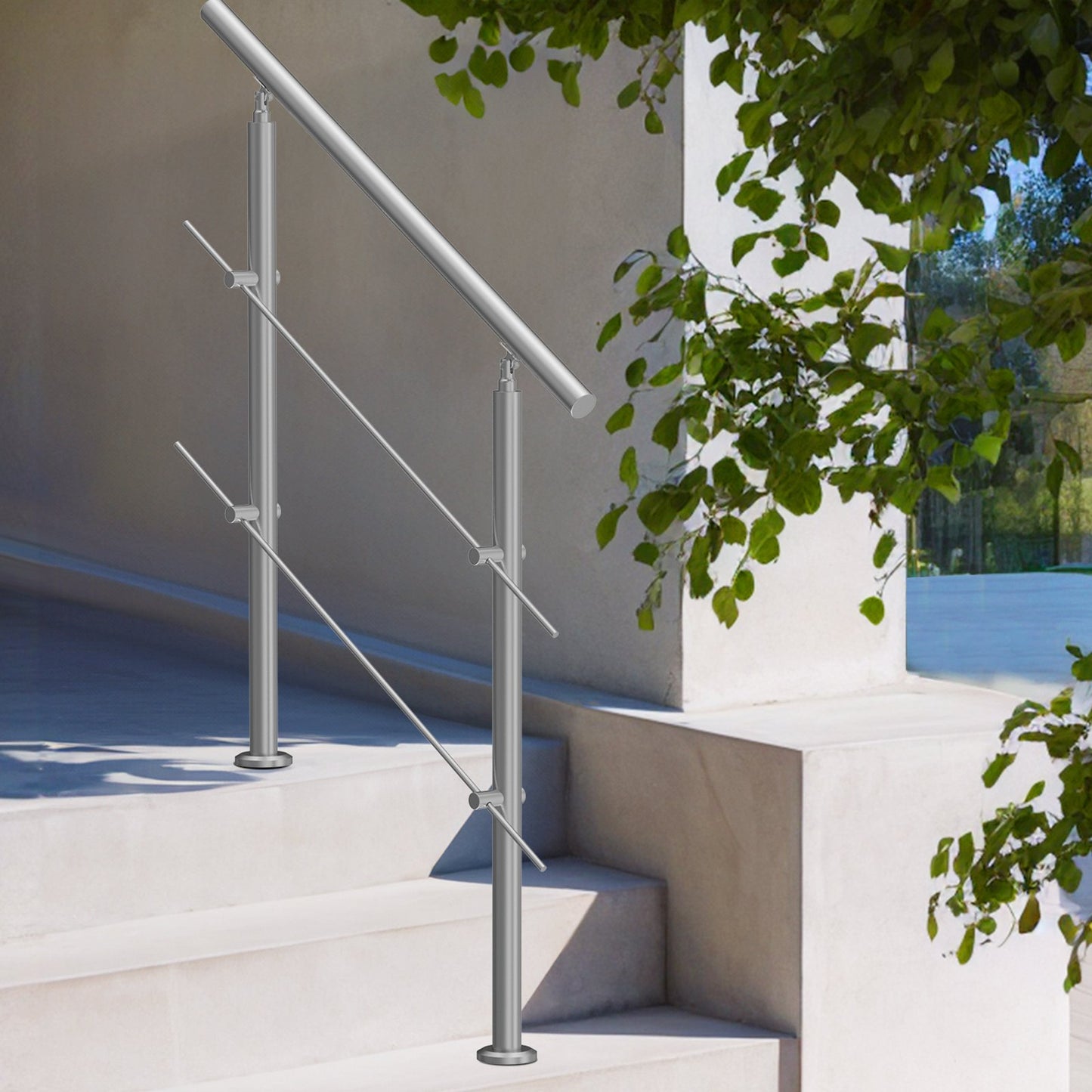 39.4in Handrails for Outdoor Steps 2 Crossbars Staircase for Porch Deck