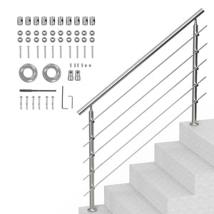 59in Handrails for Outdoor Steps 5 Crossbars Staircase for Porch Deck
