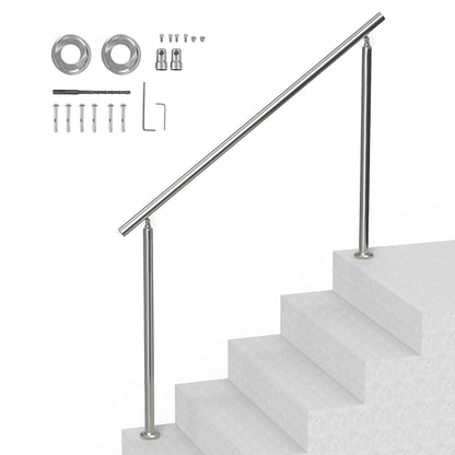 Handrails for Outdoor Steps, 59 in/ 150cm Length Stair Hand Rail Kit, Transitional Stainless Steel Railings with Installation Kit, Double-column Staircase Handrails for Seniors,Porch & Deck