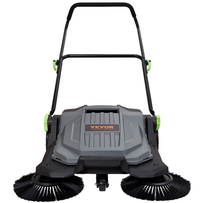 Walk-behind Hand Push Floor Sweeper 25.6" Width 5 Gallon Waste Container