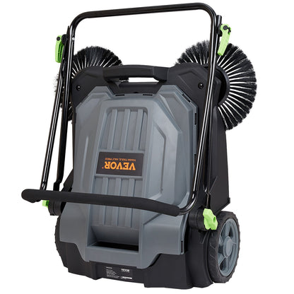 Walk-behind Hand Push Floor Sweeper 25.6" Width 5 Gallon Waste Container