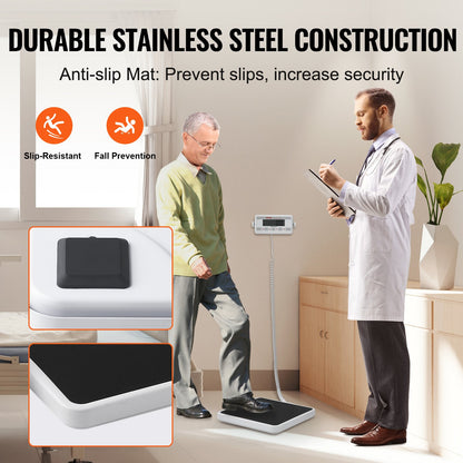 Portable Medical Scale, Professional Digital Physician Scale for Weighing - with Anti-Slip Mat, 2 Units (kg/lb), Hold & Tare Function, 400LBS Capacity Physician Wight Scale for Gym Home Hospital