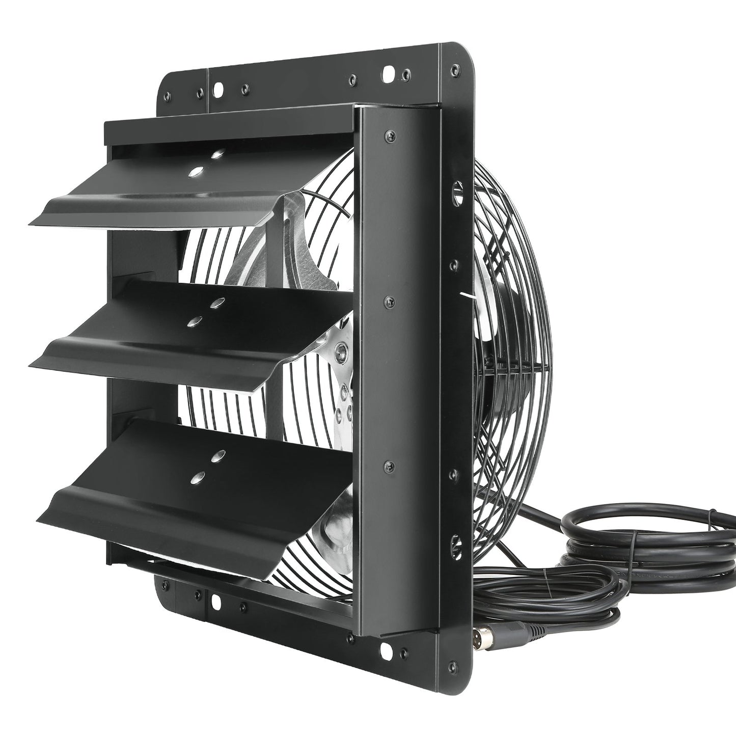 Shutter Exhaust Fan, 254mm / 10inch with Temperature Humidity Controller, EC-motor, 843 CFM, Variable Speed Adjustable Wall Mount Attic Fan, Ventilation and Cooling for Greenhouses, Garages, Sheds