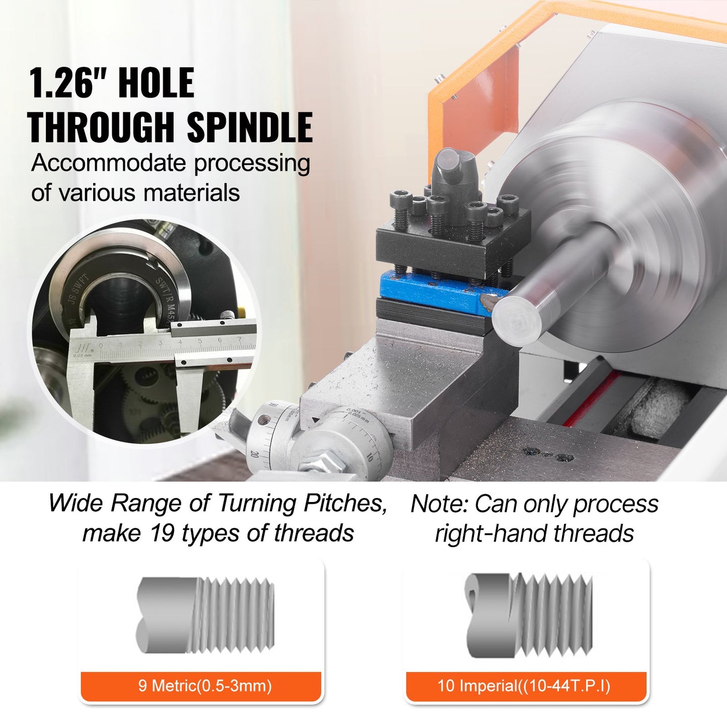 VEVOR Mini Metal Lathe Machine, 180 x 400 mm, 800W Precision Benchtop Power Metal Lathe, 150-2500 RPM Continuously Variable Speed, with 3-jaw Metal Chuck Tool Box for Processing Precision Parts