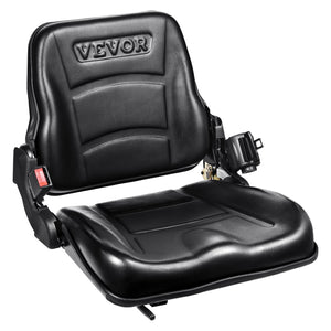 Universal Forklift Seat, Fold Down Tractor Seat with Adjustable Angle Back, Micro Switch and Retractable Seatbelt, 16-34 cm Slot Forklift Seat for Tractor Loader Excavator