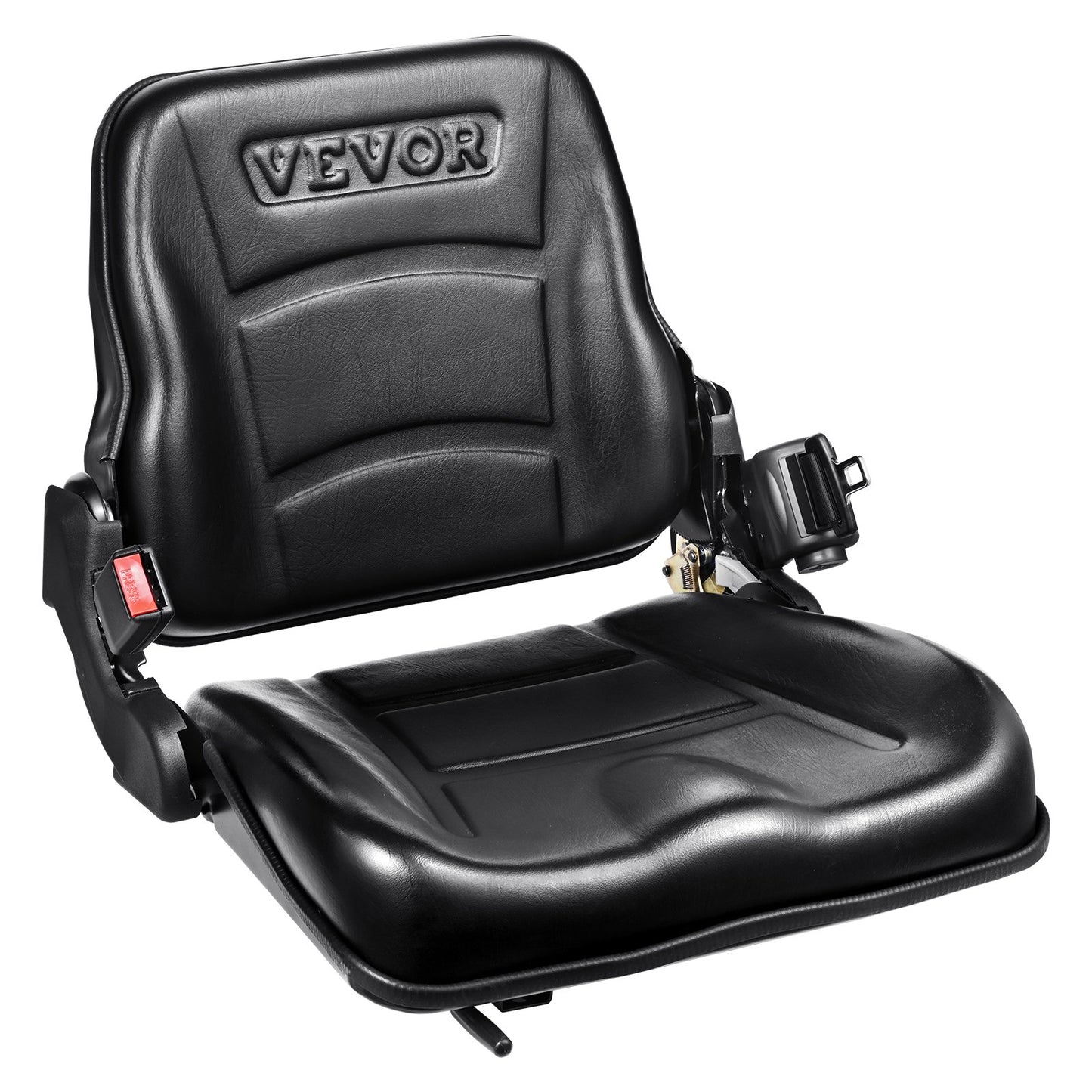 Universal Forklift Seat, Fold Down Tractor Seat with Adjustable Angle Back, Micro Switch and Retractable Seatbelt, 16-34 cm Slot Forklift Seat for Tractor Loader Excavator