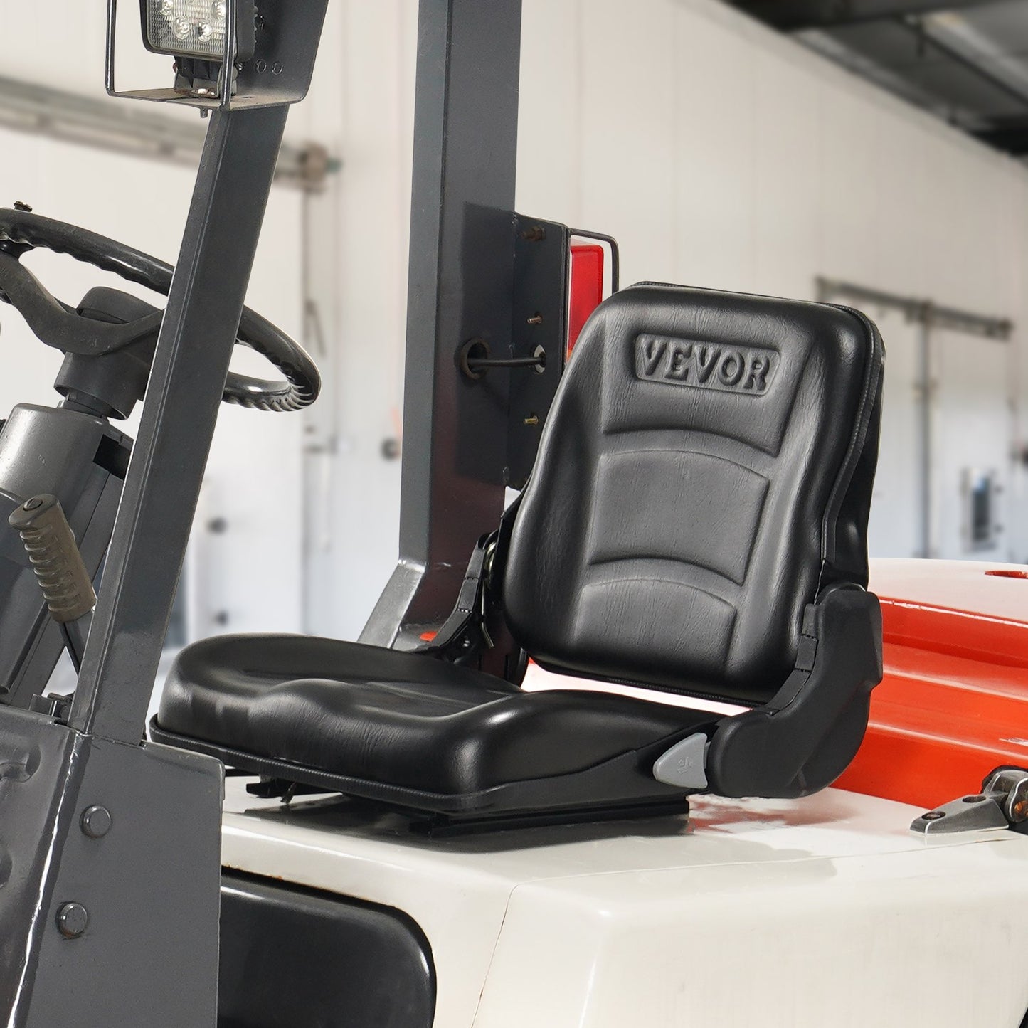 Universal Forklift Seat, Fold Down Tractor Seat with Adjustable Angle Back and Micro Switch, 16-34 cm Extended Slot Comfortable Forklift Seat for Tractor Loader Excavator