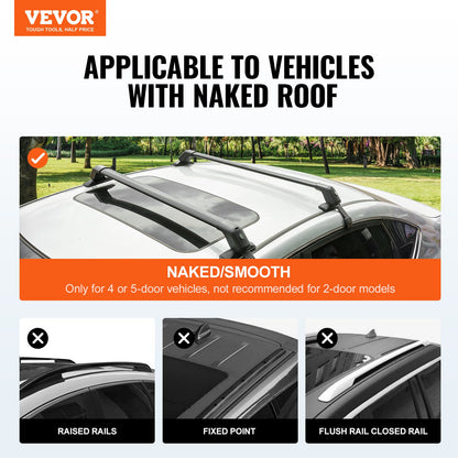 VEVOR Universal Roof Rack Crossbar for Naked Roof Vehicle Aluminum with Lock