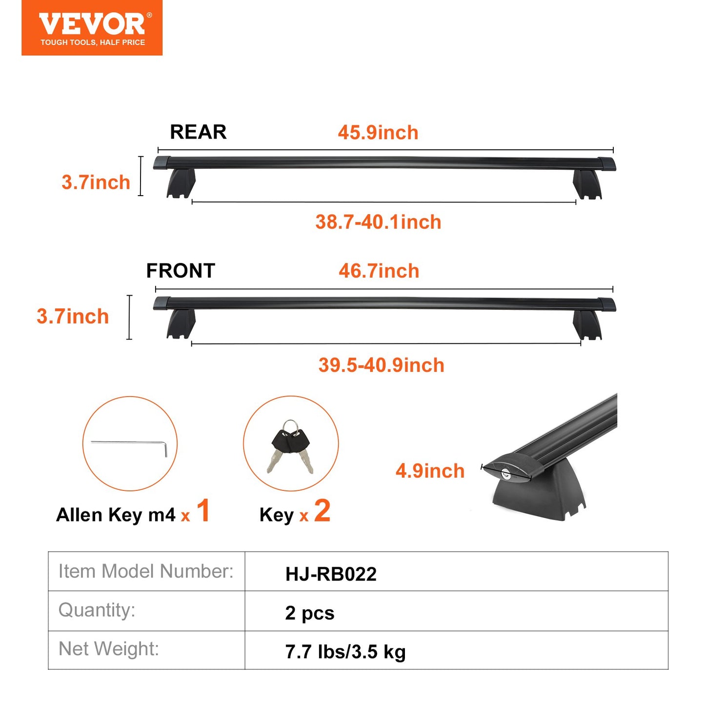 Roof Rack Crossbar for JEEP GRAND CHEROKEE 2011-2021 Aluminum with Lock