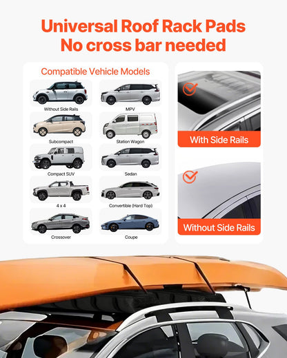 Soft Roof Rack Pads 33in 176lbs Load Capacity for Kayak Canoe Surfboard Luggage