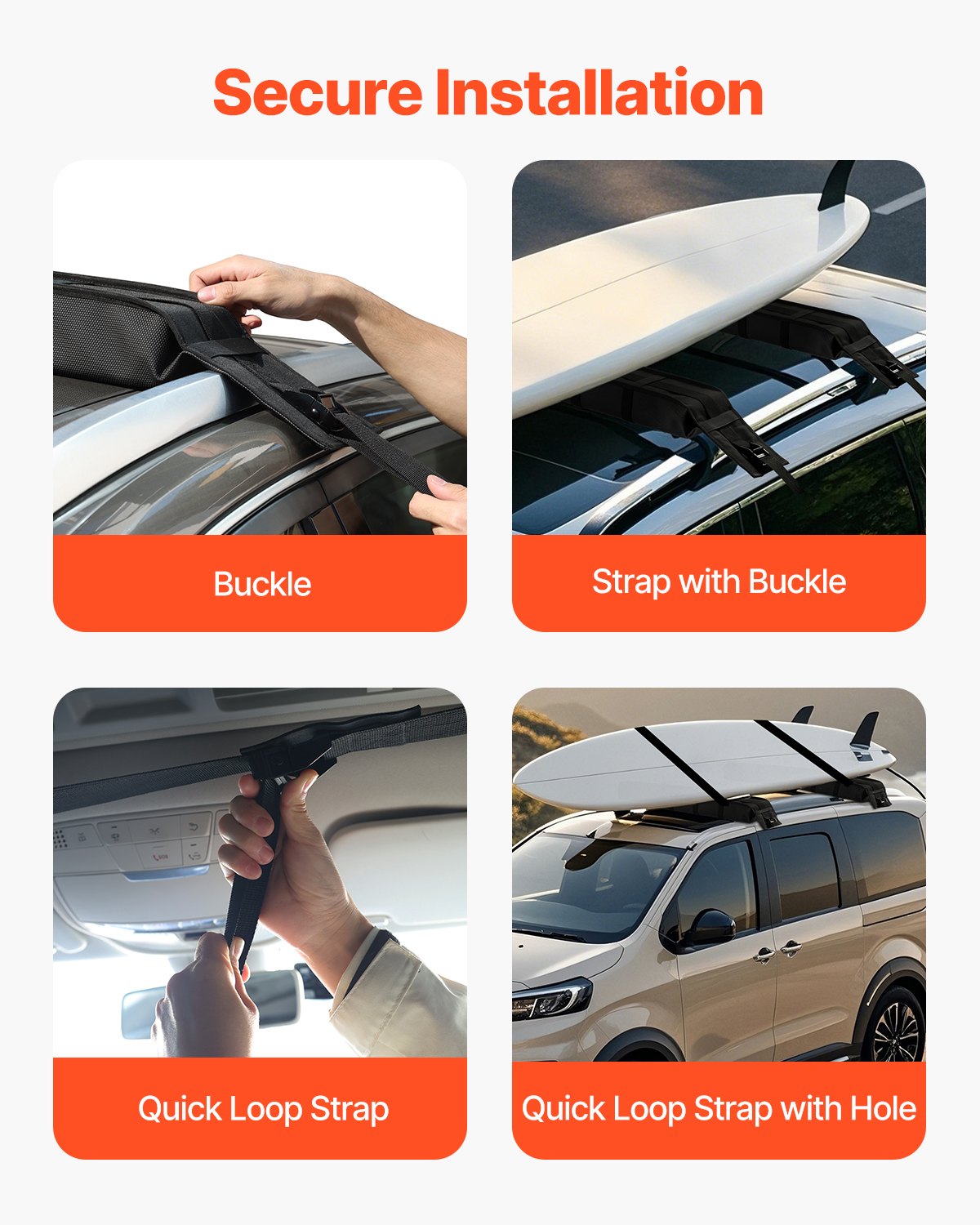 Soft Roof Rack Pads 33in 176lbs Load Capacity for Kayak Canoe Surfboard Luggage