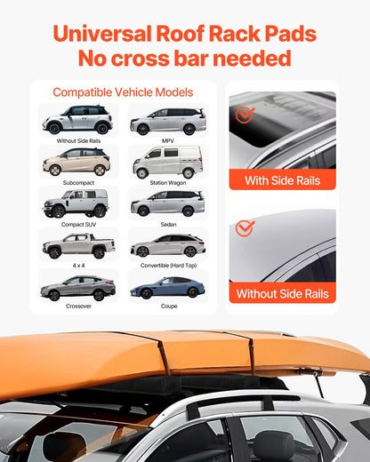 Soft Roof Rack Pads 15.5in 176lbs Load Capacity for Kayak Canoe Surfboard