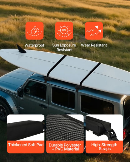 Soft Roof Rack Pads 15.5in 176lbs Load Capacity for Kayak Canoe Surfboard