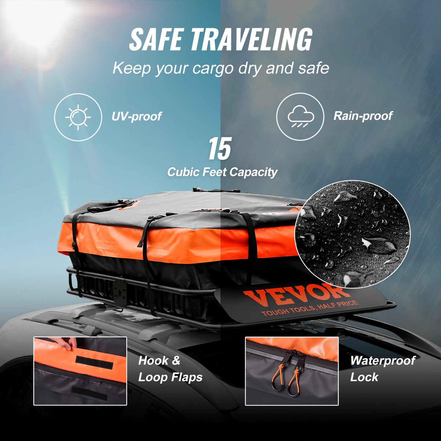 Roof Rack Cargo Basket 200 LBS 51"x36"x5" for SUV Truck with Luggage Bag
