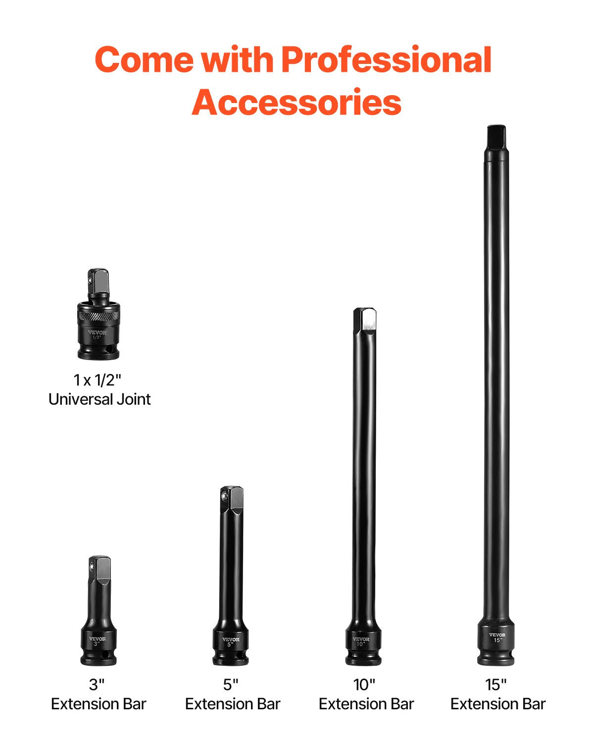 Impact Socket Set 43 Piece Impact Sockets, Standard Socket Assortment, Drive Socket Set 6-Point Sockets Metric 9-30mm (Standard/Deep)