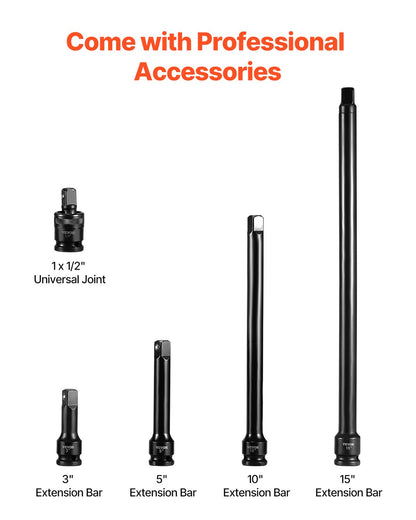 Impact Socket Set 43 Piece Impact Sockets, Standard Socket Assortment, Drive Socket Set 6-Point Sockets Metric 9-30mm (Standard/Deep)
