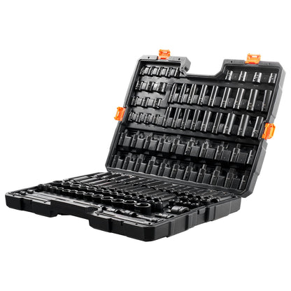 Impact Sockets Set 130PCS 6-Point 3/8" & 1/2" Drive Bit Ratchet Tool Kit