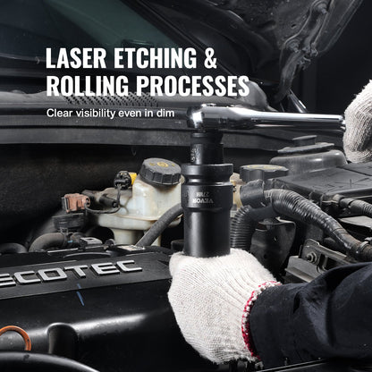 Impact Sockets Set 8pcs 6-Point 1" Drive Bit Ratchet Tool Kit Case