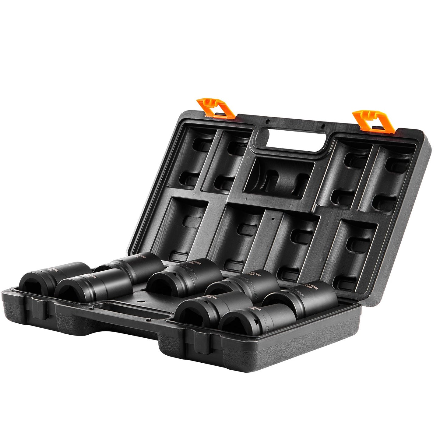 Impact Sockets Set 8pcs 6-Point 1" Drive Bit Ratchet Tool Kit Case