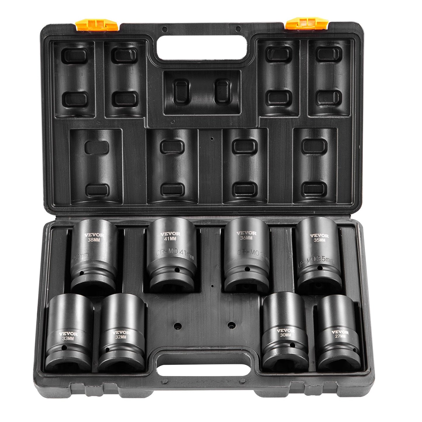 Impact Sockets Set 8pcs 6-Point 1" Drive Bit Ratchet Tool Kit Case