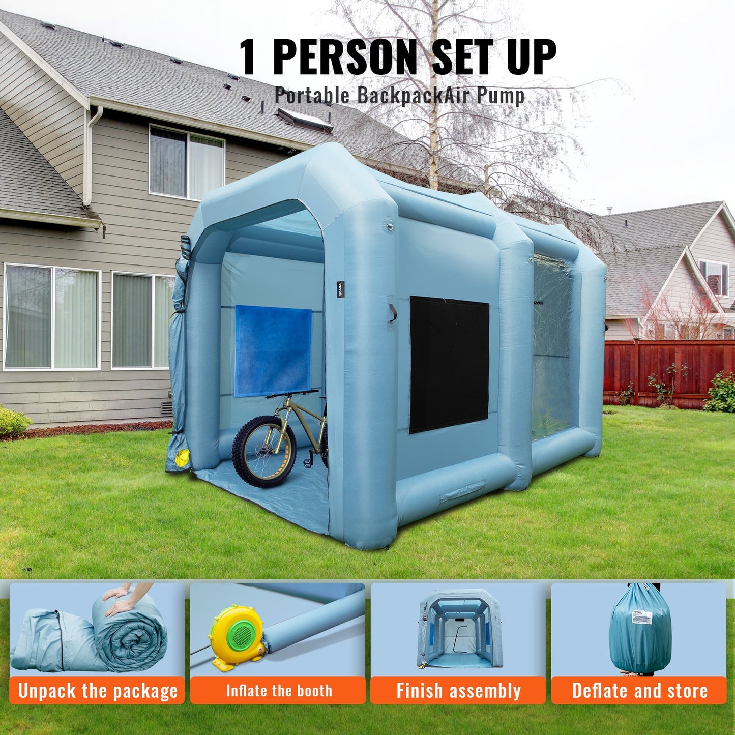 Inflatable Spray Booth Car Paint Tent 13x10x9ft Filter System Blower 950W