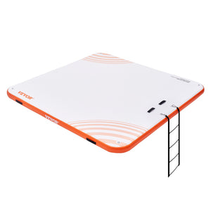 Inflatable Floating Dock, 10 x 10FT Inflatable Dock Platform, Non-Slip Water Floating Dock Mat with Portable Carrying Bag & Detachable Ladder, Floating Platform Island Raft for Pool Beach Ocean