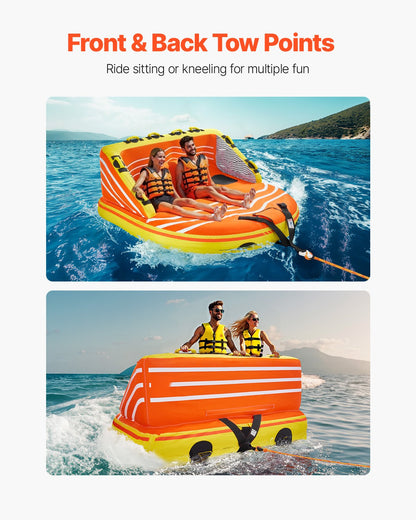 Towable Tube for Boating, 1-3 Riders Inflatable Boat Tubes and Towables, 510lbs Water Sport Towable Tube for Boat to Pull - with Full Nylon Cover, 16 Grab Handles, Dual Tow Points & Safety Valve