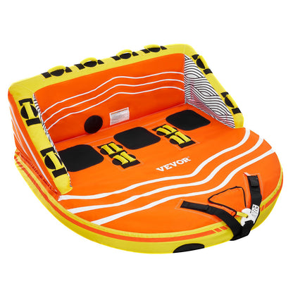 Towable Tube for Boating, 1-3 Riders Inflatable Boat Tubes and Towables, 510lbs Water Sport Towable Tube for Boat to Pull - with Full Nylon Cover, 16 Grab Handles, Dual Tow Points & Safety Valve