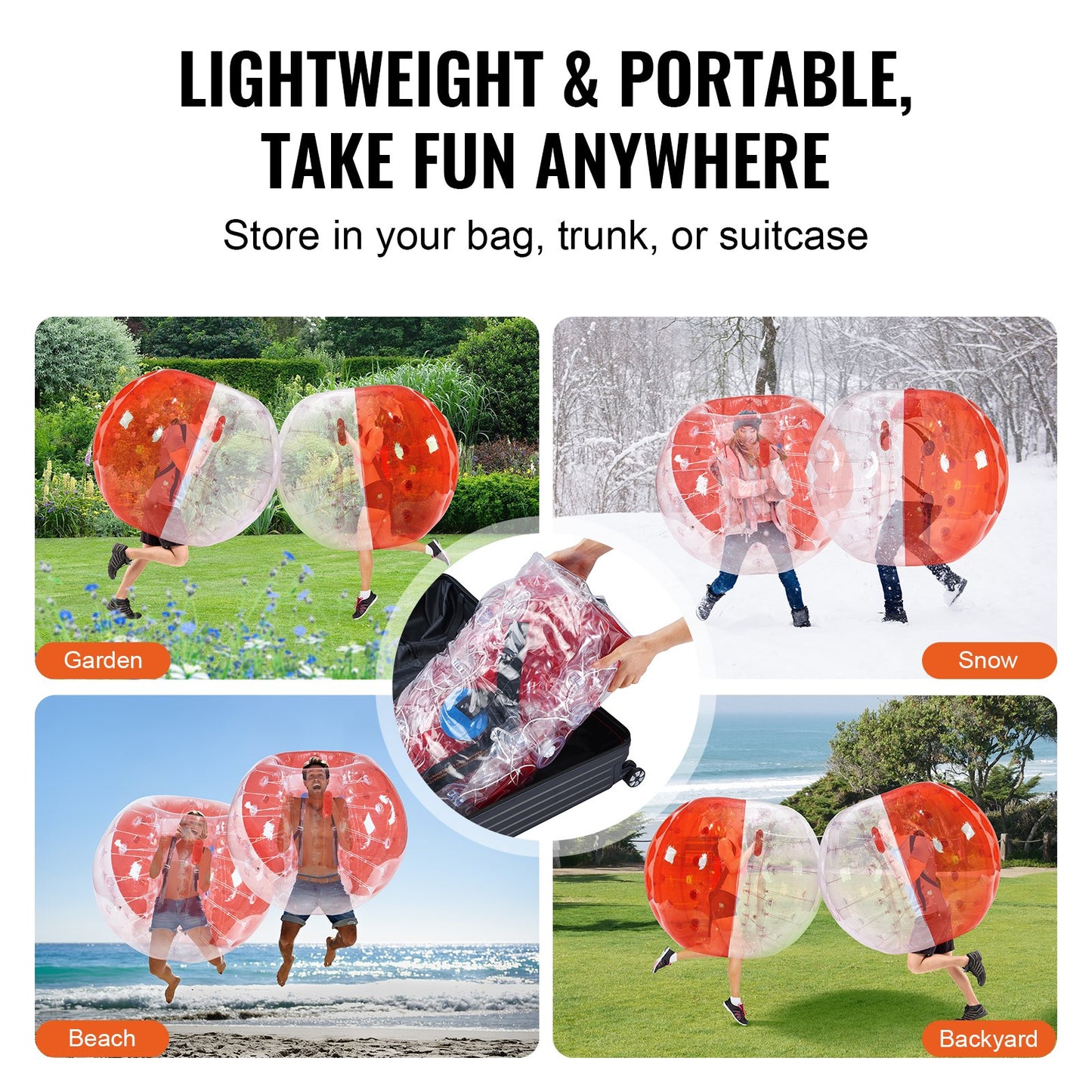 Inflatable Bumper Ball 1-Pack, 5FT/1.5M Body Sumo Zorb Balls for Teen & Adult, 0.8mm Thick PVC Human Hamster Bubble Balls for Outdoor Team Gaming Play, Bumper Bopper Toys for Garden, Yard, Park