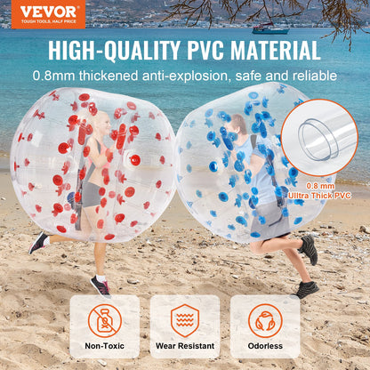 Inflatable Bumper Balls 2-Pack, 5FT/1.5M Body Sumo Zorb Balls for Teen & Adult, 0.8mm Thick PVC Human Hamster Bubble Balls for Outdoor Team Gaming Play, Bumper Bopper Toys for Garden, Yard, Park