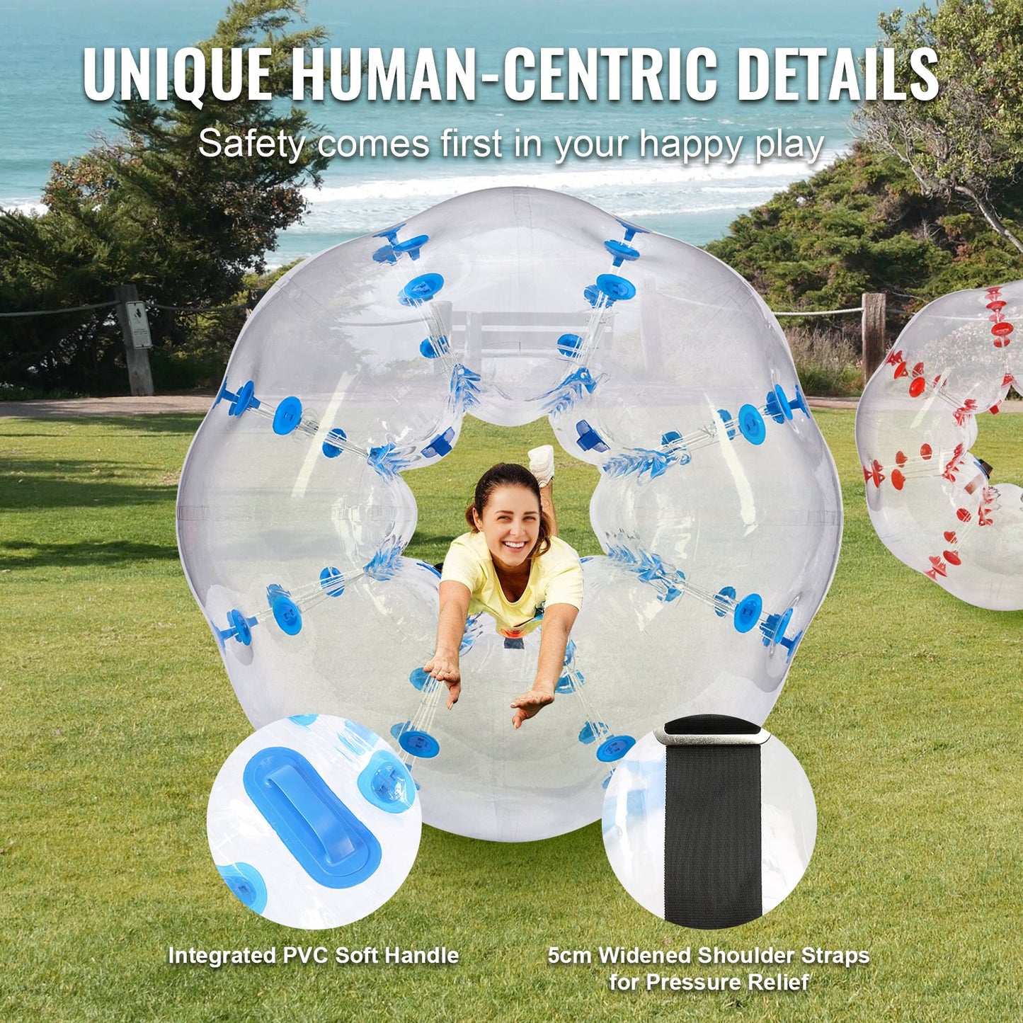 Inflatable Bumper Balls 2-Pack, 5FT/1.5M Body Sumo Zorb Balls for Teen & Adult, 0.8mm Thick PVC Human Hamster Bubble Balls for Outdoor Team Gaming Play, Bumper Bopper Toys for Garden, Yard, Park