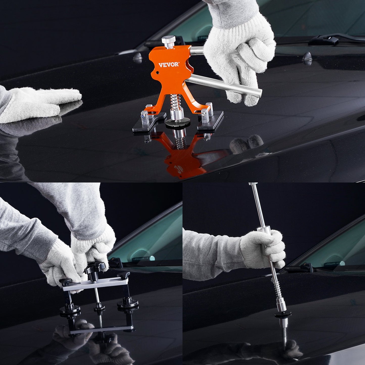 69 PCS Dent Repair Kit, Auto Car Body Paintless Dent Removal Tool Kit, Golden Lifter, Bridge Puller, Slide Hammer Tool Kit for Automobile Body, Washing Machine, Refrigerator