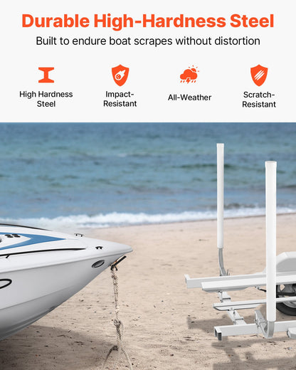 Boat Trailer Guide, 1219.2mm Adjustable Design Trailer Guide Poles, 2PCS High-Hardness Steel Trailer Guide-Ons, Trailer Guides with PVC Pipes, for Ski Boat, Fishing Boat or Sailboat Trailer