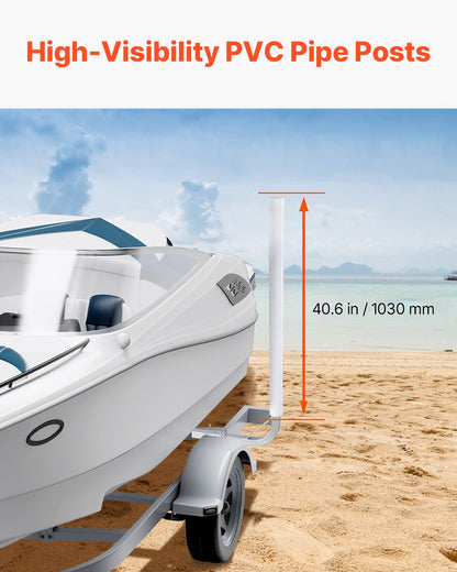 Boat Trailer Guide, 1219.2mm Adjustable Design Trailer Guide Poles, 2PCS High-Hardness Steel Trailer Guide-Ons, Trailer Guides with PVC Pipes, for Ski Boat, Fishing Boat or Sailboat Trailer