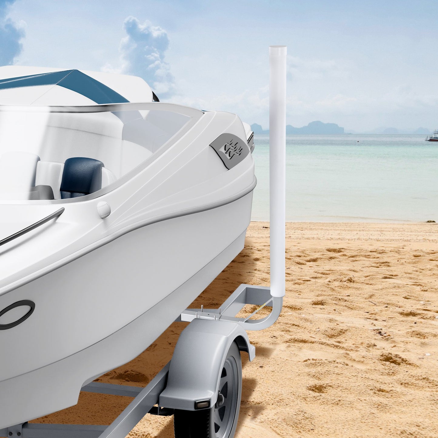 Boat Trailer Guide, 1219.2mm Adjustable Design Trailer Guide Poles, 2PCS High-Hardness Steel Trailer Guide-Ons, Trailer Guides with PVC Pipes, for Ski Boat, Fishing Boat or Sailboat Trailer