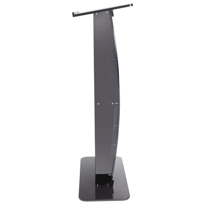 Acrylic Podium, 47" Tall, Acrylic Podium Stand with Wide Reading Surface & Storage Shelf, Floor-standing Clear Pulpits Acrylic for Church Office School, Black